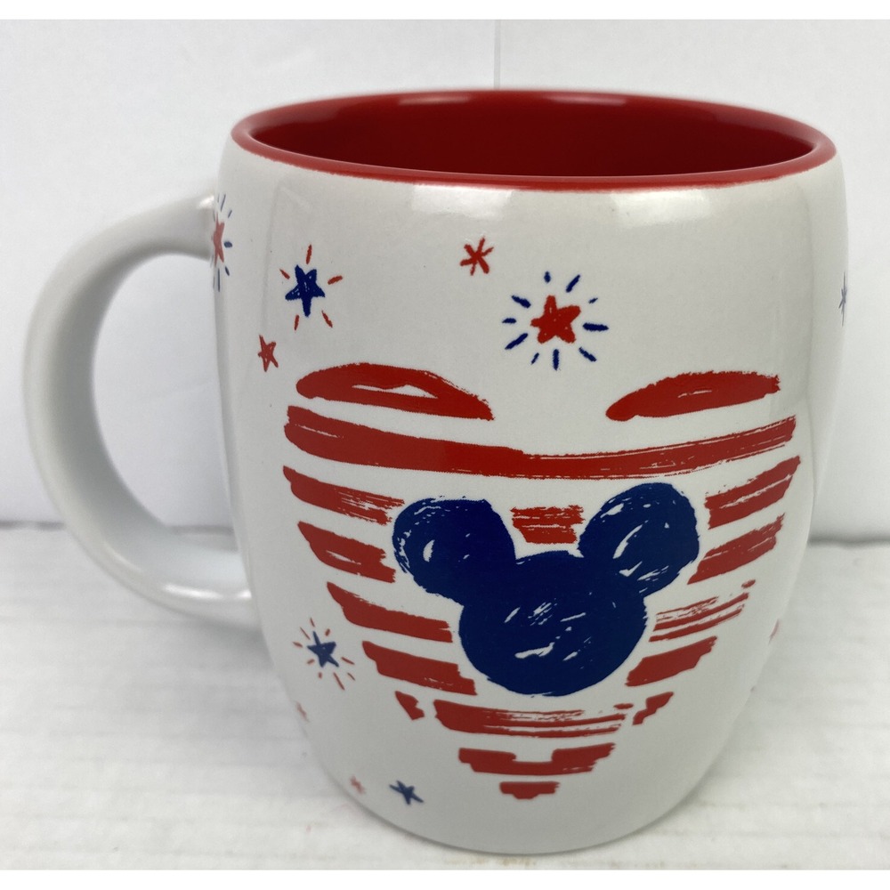 Disney Parks Starbucks Red‎ White Blue Patriotic Heart Mickey Mouse 12 oz Mug